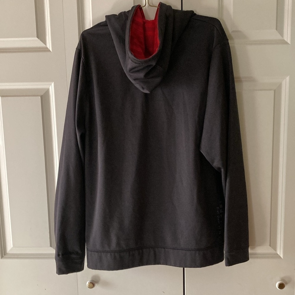 Under Armour mens 2XL/2TG charcoal grey hoodie big logo in red sweatshirt - Picture 2 of 10